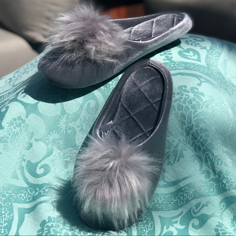 I-N-C Pom Pom Velvet Slippers